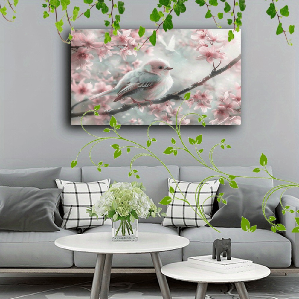 Interior Design Usa - Lovely fluffy bird and cherry blossom