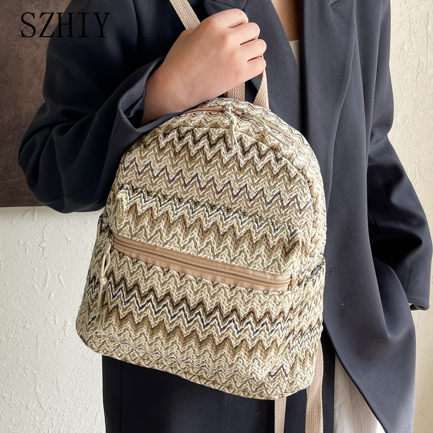 Colorful Grass Woven Backpack  - Interior Design Women recensie en prijs